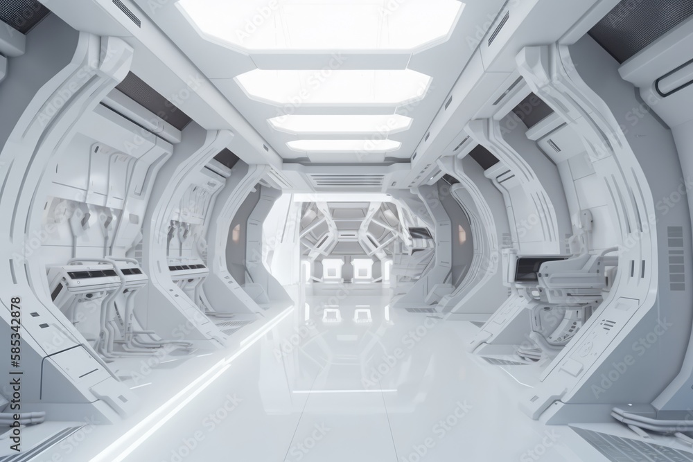 White scifi hallway, made with generative ai White scifi hallway, made with generative ai