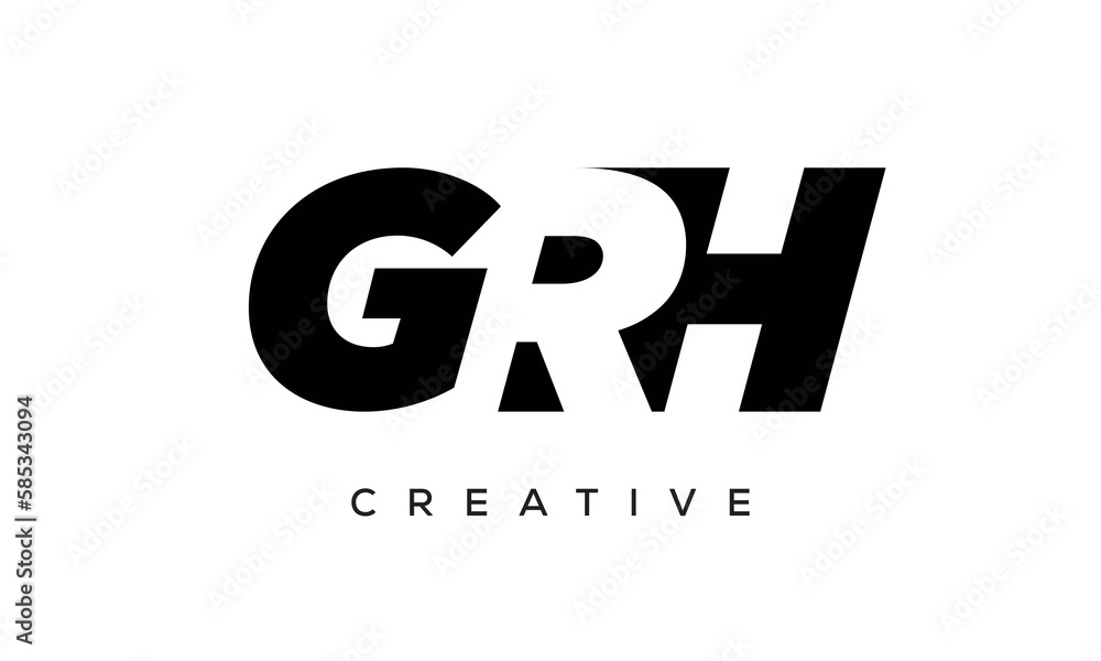 GRH letters negative space logo design. creative typography monogram vector GRH letters negative space logo design. creative typography monogram vector