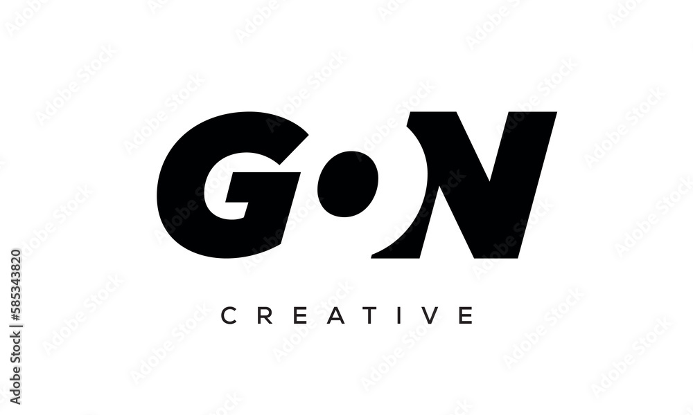 GON letters negative space logo design. creative typography monogram vector GON letters negative space logo design. creative typography monogram vector