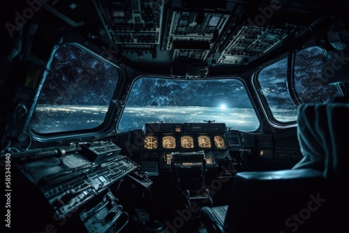 Fototapeta Naklejka Na Ścianę i Meble -  Interior of a spaceship cockpit, made with generative ai