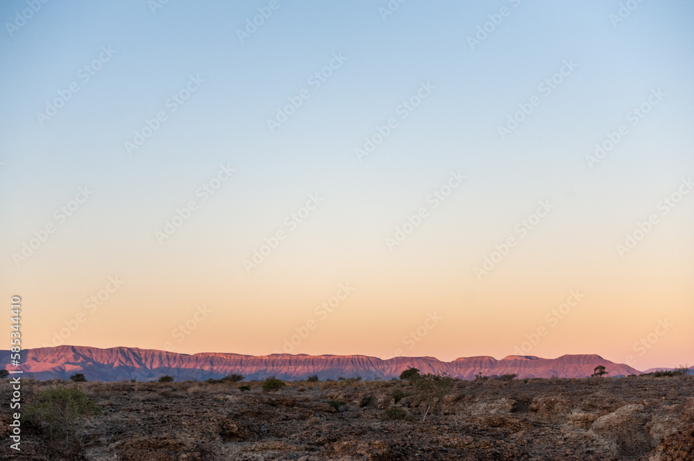 Landscape shot at Sesriem canyon, Namibia, around sunset.