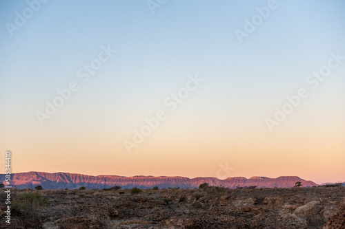 Landscape shot at Sesriem canyon  Namibia  around sunset.