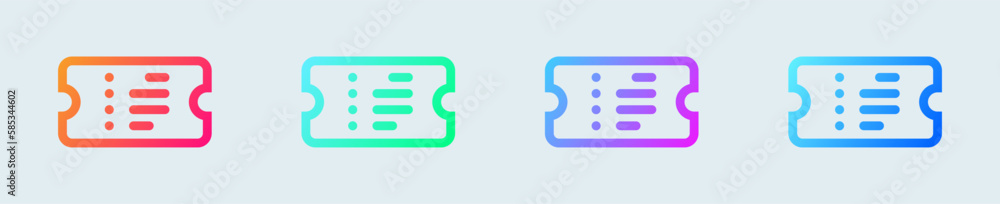 Ticket line icon in gradient colors. Coupon signs vector illustration. Ticket line icon in gradient colors. Coupon signs vector illustration.
