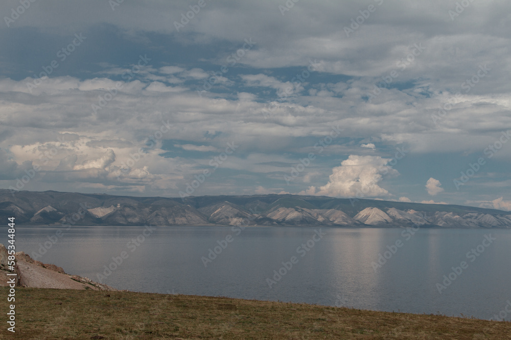 Baikal Lake on sunny day. Beautiful summer landscape of Olkhon Island. 