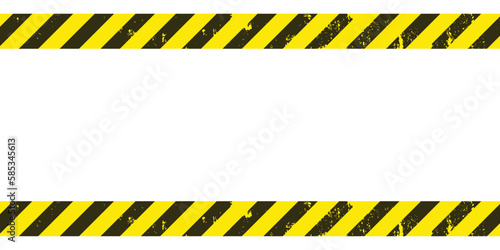 Line yellow and black color with texture and text space. Warning sign on white background. Blank Warning Sign. Warning Background for your design. Template. EPS10.  