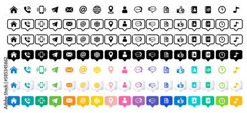 Web icon set. Website set icon vector. for computer and mobile. Contact information icon collection on chat cloud shape
 (ID: 585345662)