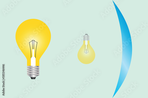 Physics, science flat, concave and convex mirror. Reflected images may appear behind the mirror dim bulbs, can be projected in front of the mirror bright bulbs Physics-Reflection and spherical mirrors