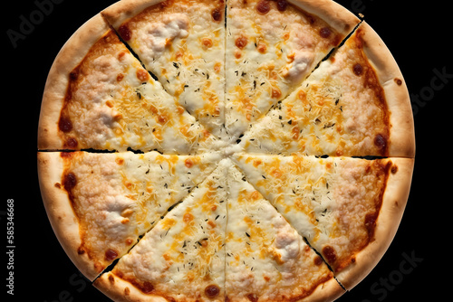 Tasty cheesy pizza, macro, closeup, Generative AI