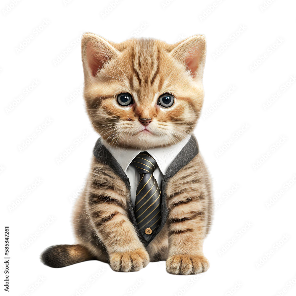 British cat isolated on white. Generative Ai British cat isolated on white. Generative Ai