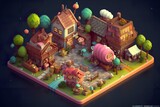cute 3d kawaii isometric very detailed cartoon, house, building, isometric, home, architecture, vector, city, 3d, design, generative ai