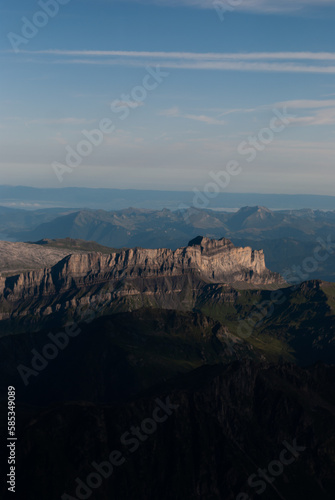 Mountains range in sunlight in Alps