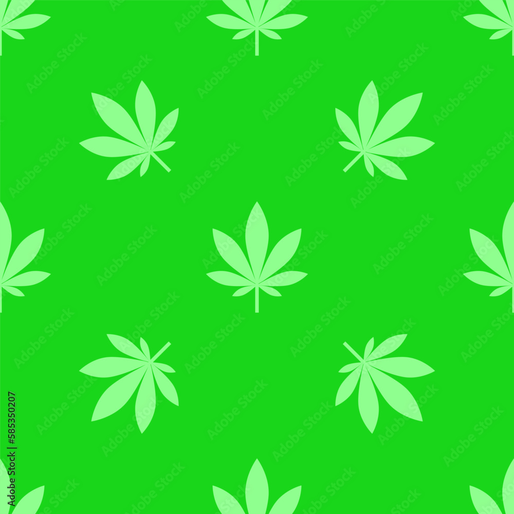 Fototapeta premium Seamless pattern of cannabis leaf, marijuana plant, hemp leaves