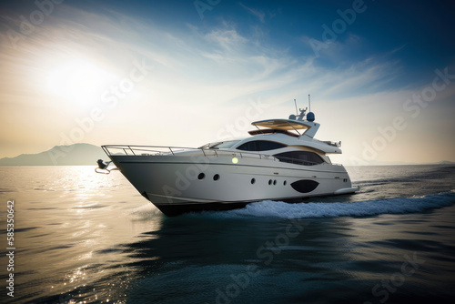 luxury sea yacht . floats calmly on the sea. Rich life style. Ai generative © ZoomTeam