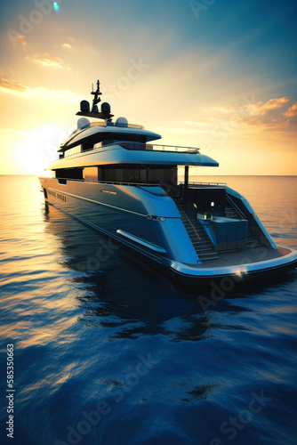 luxury sea yacht . floats calmly on the sea. Rich life style. Ai generative © ZoomTeam