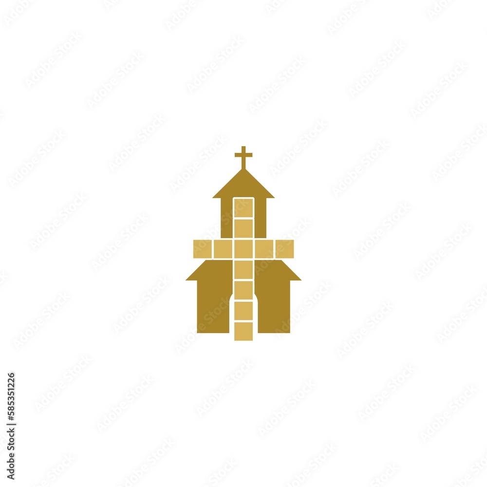 Church and christian cross icon symbol isolated on white background Church and christian cross icon symbol isolated on white background