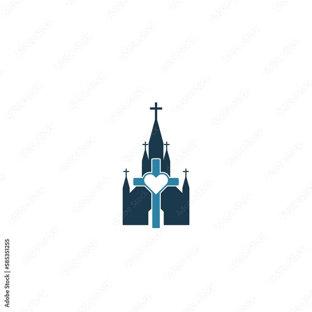Church and christian cross icon symbol isolated on white background Church and christian cross icon symbol isolated on white background