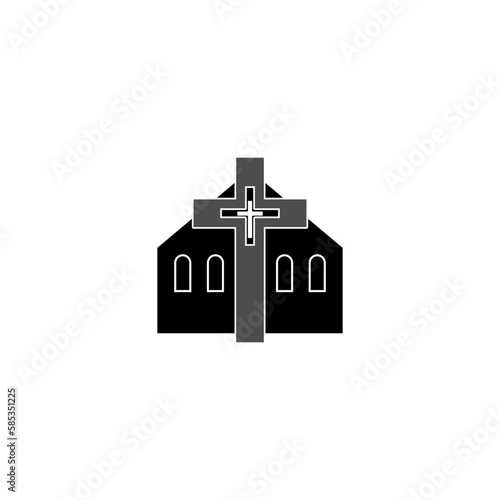 Church and christian cross icon symbol isolated on white background