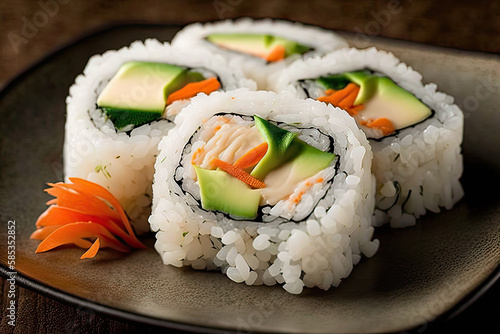California Roll A popular sushi roll made with crab , generative artificial intelligence photo