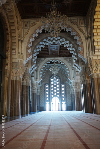 Inside Hassan II mosque at Casablanca city in Morocco - vertical