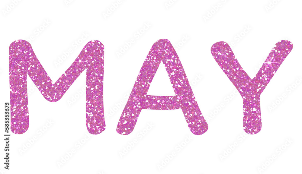 Pink glitter MAY Letters Icon. May sign. Design for decorating, background, wallpaper, illustration. Pink glitter MAY Letters Icon. May sign. Design for decorating, background, wallpaper, illustration.