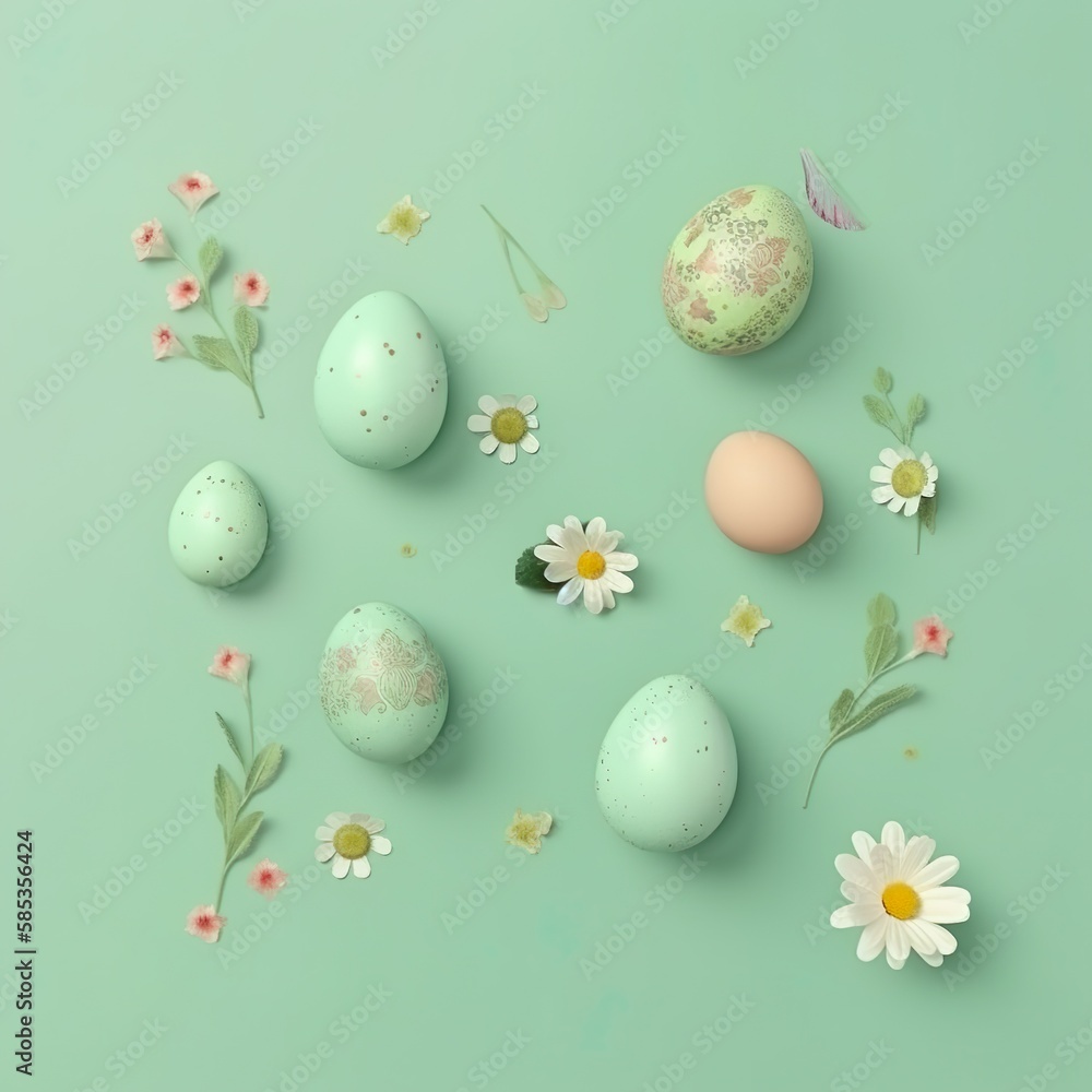 easter eggs and flowers