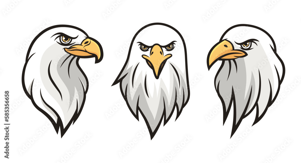 Eagle Head mascot bundle. Vector illustration of Bald eagle. Vector ...