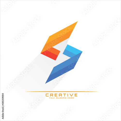 Storm logo concept. Letter S like lightning sign with text. Energy and thunder electricity symbol concept. Lightning, electric power vector logo design element. Flash emblem template