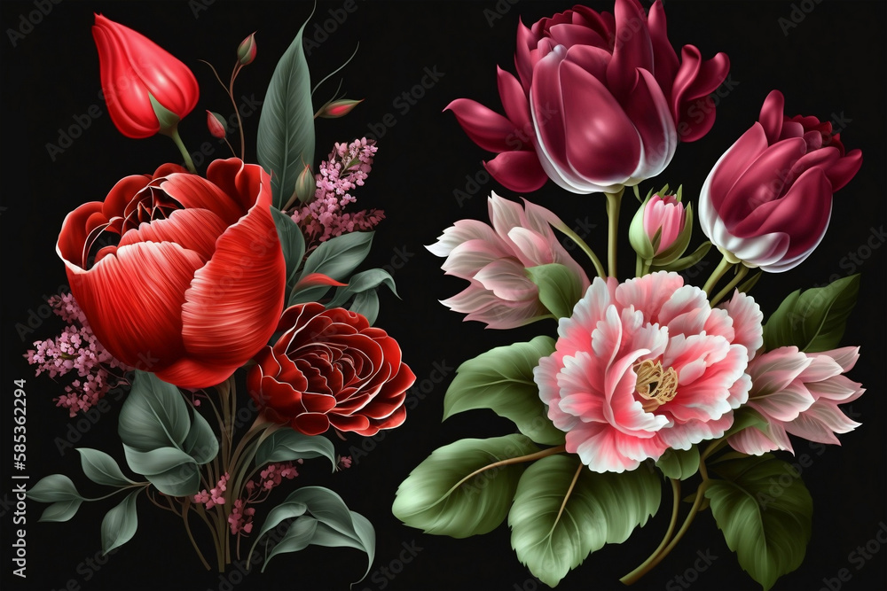 bouquet of pink tulips, Generative AI bouquet of pink tulips, Generative AI