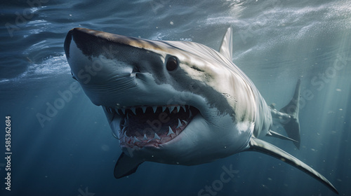 great white shark in the sea generative ai