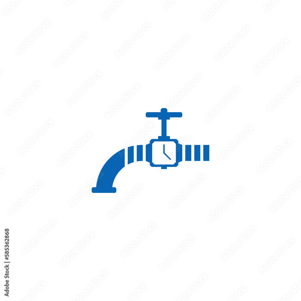 Water faucet and clock combination. Logo design.