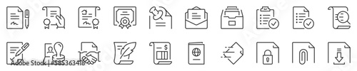 Documents thin line icon set. Symbol collection in transparent background. Editable vector stroke. 512x512 Pixel Perfect.