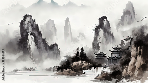 chinese ink landscape wallpaper