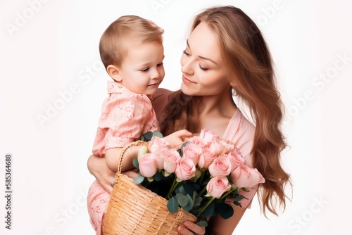 A portrait of a happy mother and daughter celebrating mother's day