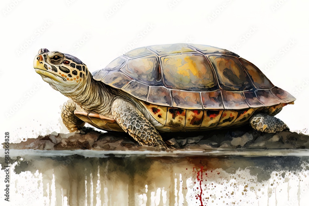 Obraz premium Turtle portrait in watercolor style - Generative AI