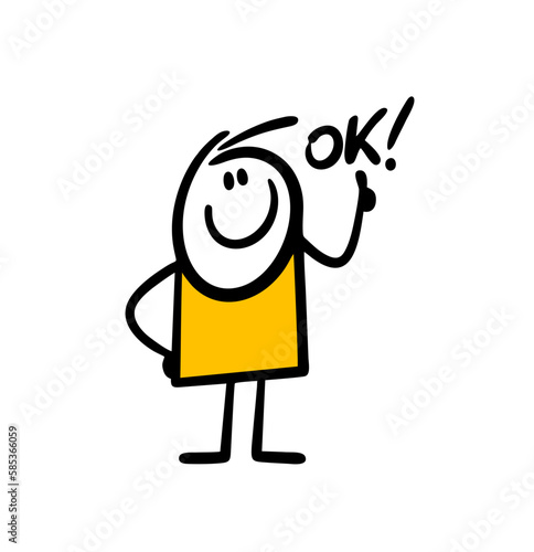 Vector character gave a thumbs up and says ok, agrees.