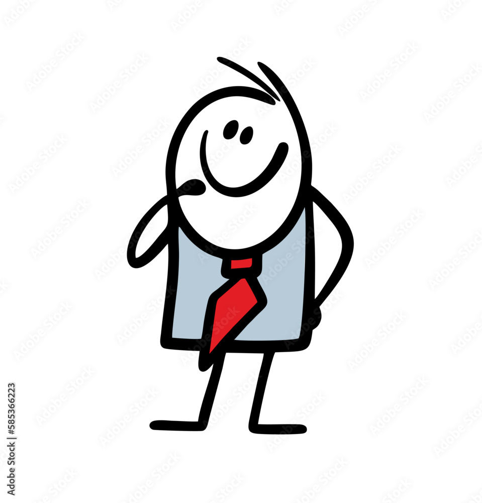 Funny cartoon businessman in a business suit looks interested. Funny cartoon businessman in a business suit looks interested.