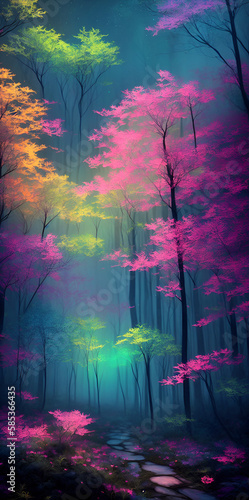 Mystical forest. AI generated illustration