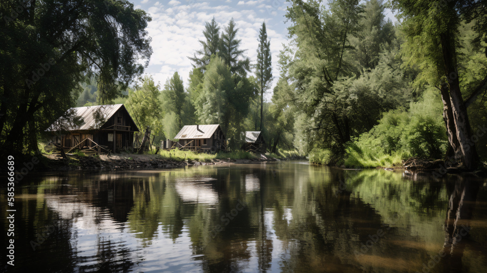 Obraz premium house on the lake generative ai