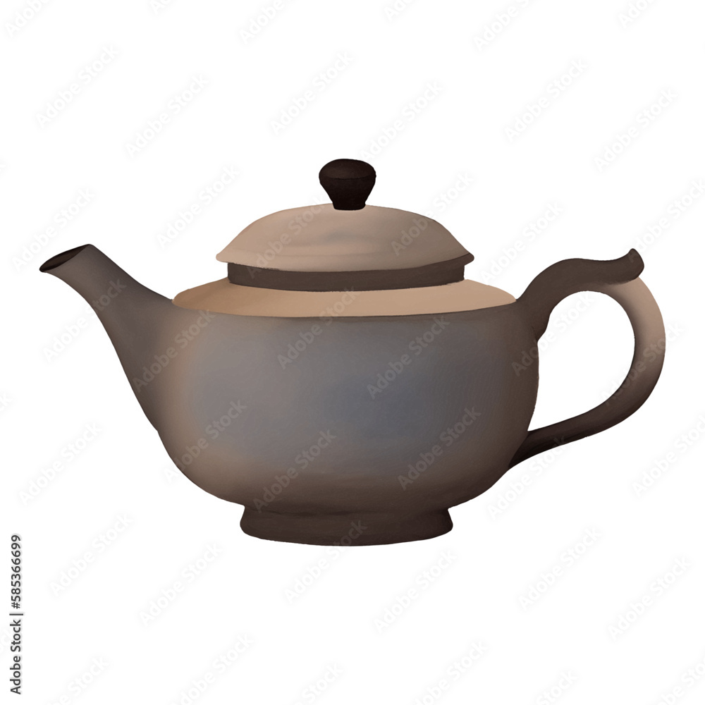 Clay Teapot Watercolor Isolated Hand Drawn Painting Illustration Clay Teapot Watercolor Isolated Hand Drawn Painting Illustration