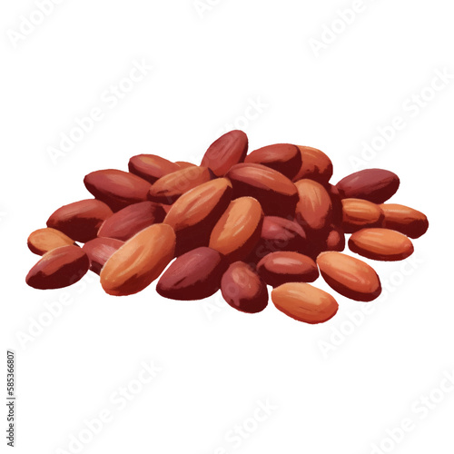 Pile of Cocoa Beans Isolated Hand Drawn Painting Illustration