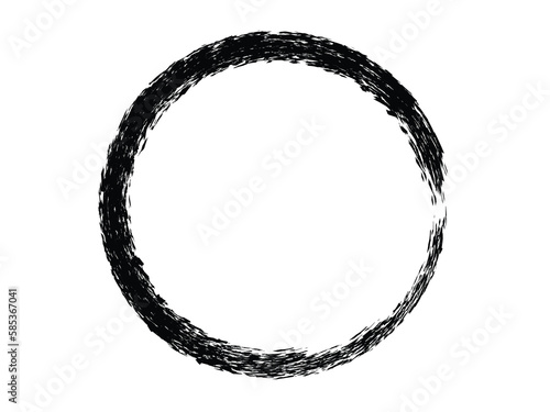Grunge circle made on the white background.Grunge circle made with art brush.