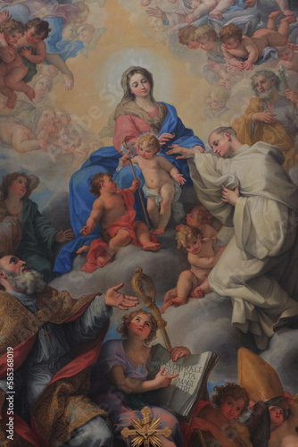 San Bernardo alle Terme Church Painting Depicting the Holy Virgin Close Up in Rome, Italy