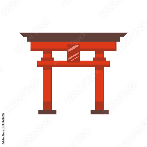 Red gate torii shrine japaness style icon flat vector design