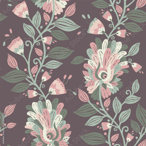 Seamless background. Floral ornament. Vector illustration. Seamless pattern. Printing on fabric and paper. Packaging, wrapping, textile design.