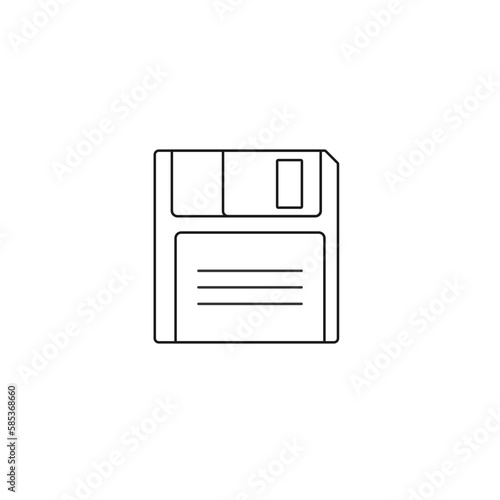 line icon of a floppy disk icon 90s 80s retro tech media storage nostalgia memories line art