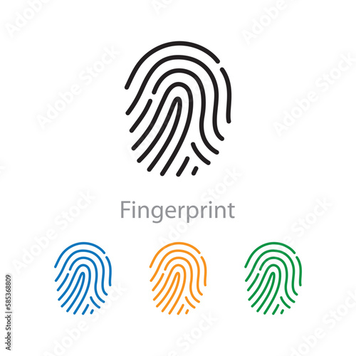 Touch ID icon, fingerprint, identity concept icon isolated flat design.