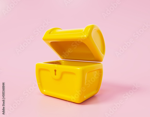 Fotografía 3D Golden chest icon on pink background