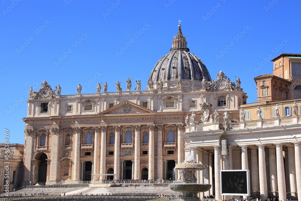 St. Peter's Basilica Exterior View in Rome, Italy