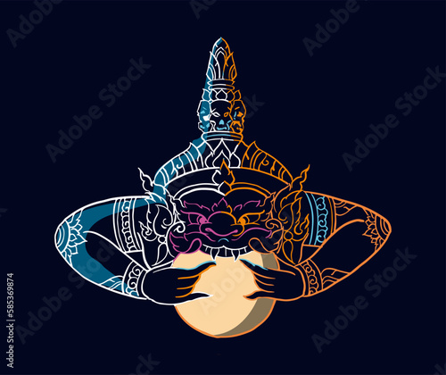 background with Rahu on dark blue vector for card illustration decoration