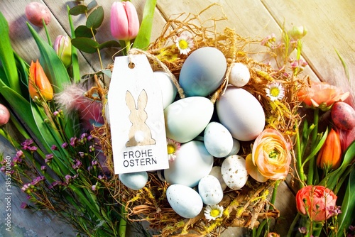 Easter background - Nest wi...